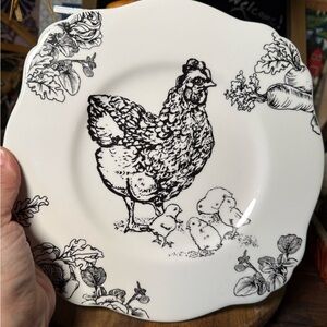 Hen & Chicks Barnyard Toile Plate